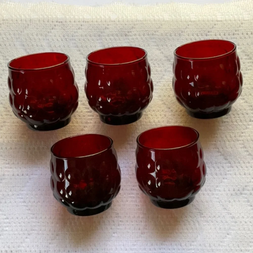 Vintage Anchor Hocking Royal Ruby Red Bubble Rocks Glass 8 oz.